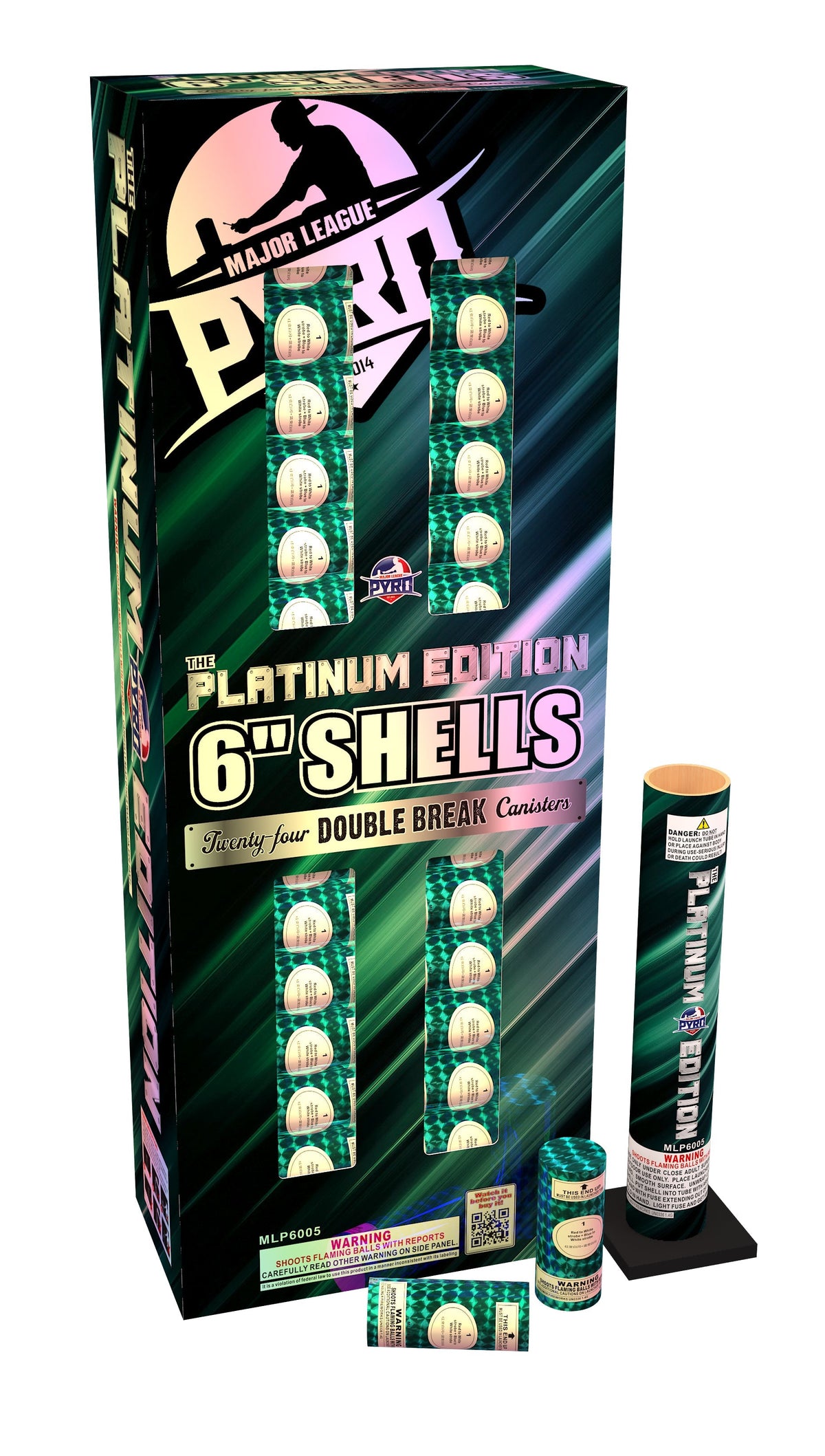 The Platinum Edition 6" Double Break Major League Pyro wholesale reloadable aerial shell kit