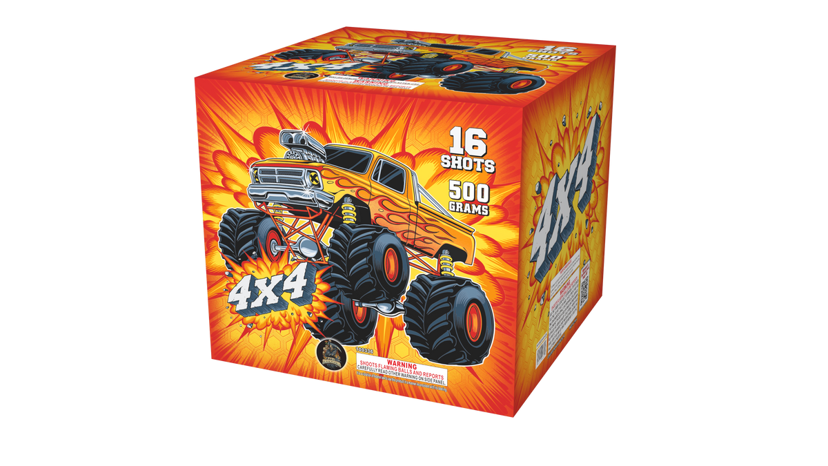 4 x 4 Major League Pyro 500g fireworks cake