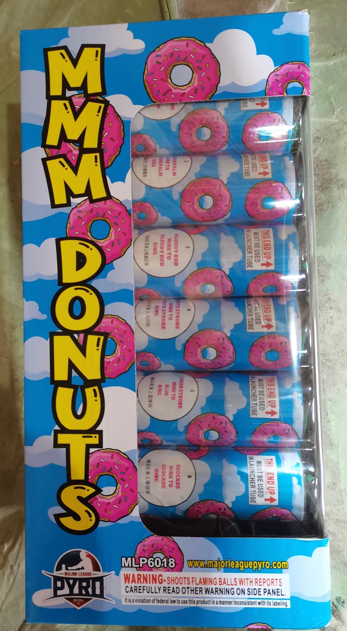 MMM Donuts 6-inch Major League Pyro reloadable aerial shell kit alternate product view