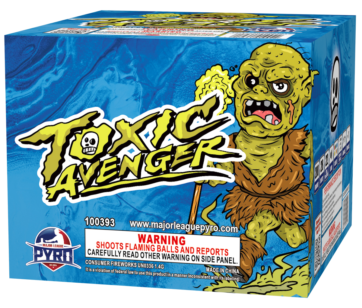 Toxic Avenger Major League Pyro wholesale 200 gram multi-shot fireworks cake