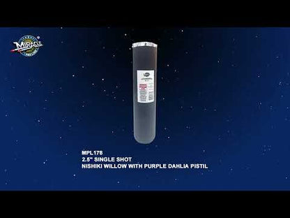2.5'' SINGLE SHOT-NISHIKI WILLOW WITH PURPLE DAHLIA PISTIL MPL178 — official Miracle Fireworks YouTube demo