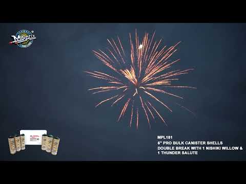 6" PRO BULK CANISTER SHELLS-DOUBLE BREAK WITH 1 NISHIKI WILLOW & 1 THUNDER SALUTE MPL181 — official Miracle Fireworks YouTube demo
