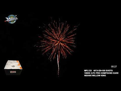 100 SHOTS NISHIKI WILLOW KING(3-PIECE COMPOUND CAKE, 40+40+20=100 SHOTS) MPL123 — official Miracle Fireworks YouTube demo