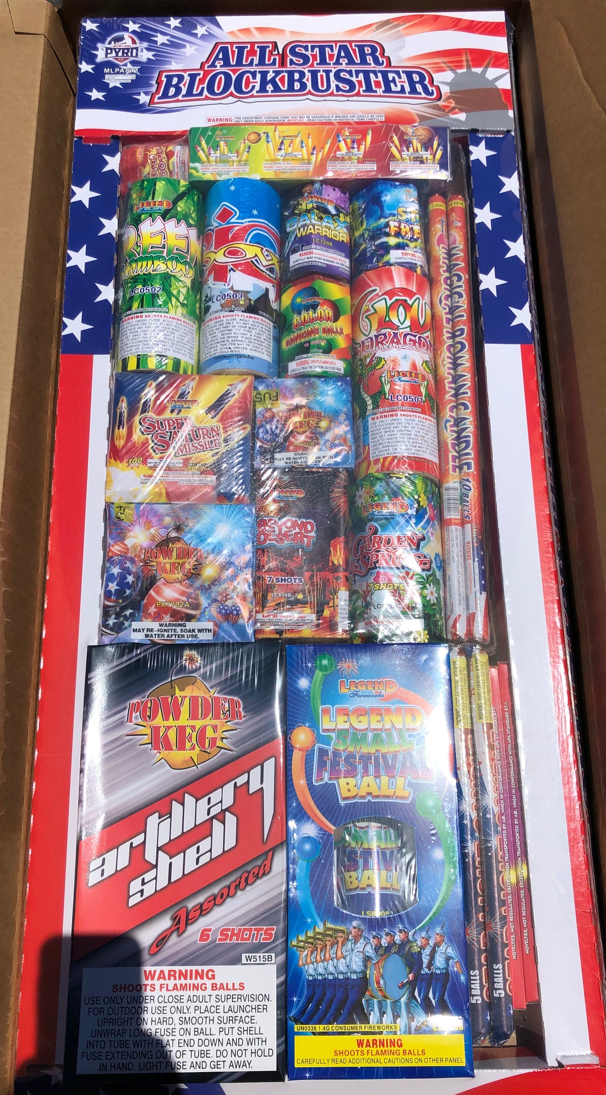 Large All Star Block Buster Winco Fireworks wholesale consumer fireworks assortment